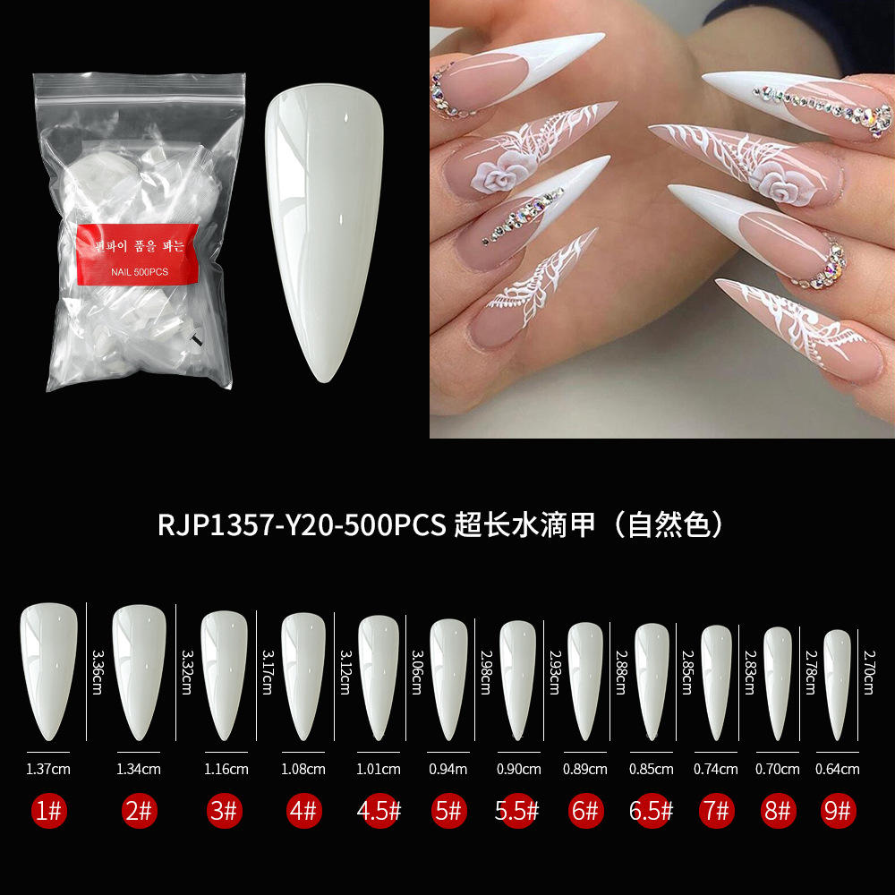 500 piezas de puntas de uñas blancas en una bolsa, varios estilos de uñas suaves sin pliegues, puntas de uñas transparentes, puntas de uñas especiales para uñas postizas. image 22