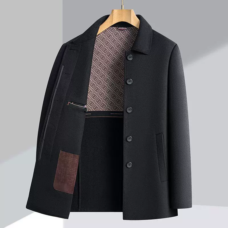  Woolen jacket for leisure, double-sided demi-season long cashmere coat, mid-length