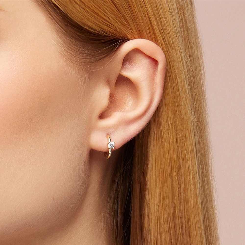 Sleeper Earrings , Earrings Classification 1 Pair Quantity 1 Pair 925 Sterling Silver Zircon Geometric Sleeper Earrings  Earrings