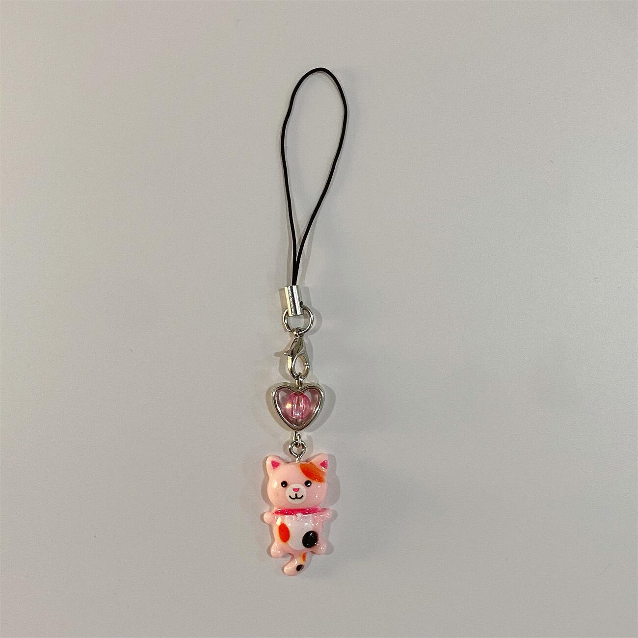 6g Weight Mobile Phone Chain, Keychain Classification 1 Piece Quantity Daily Occasion Resin Material Heart Shape, Cat Pattern Cute, IG Style Style 1 Piece Cute IG Style Heart Shape Cat Resin Mobile Phone Chain Keychain 12
