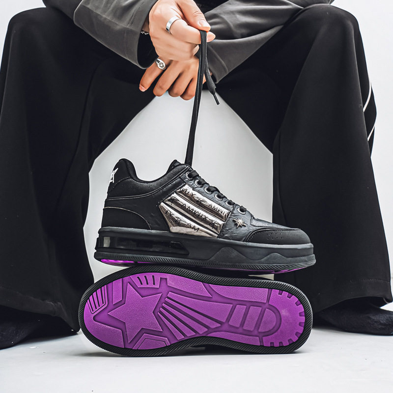 In-Stock Fan Chengcheng Style Height-Increasing Black National Trend Brand Thick-Soled Star Sports Casual Sneakers for Men
