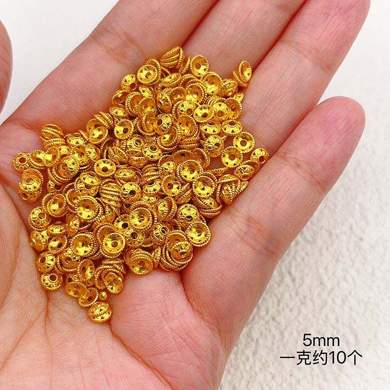 按克称S925银镀24K金花托手链项链串饰diy配件手工隔珠半成品|undefined
