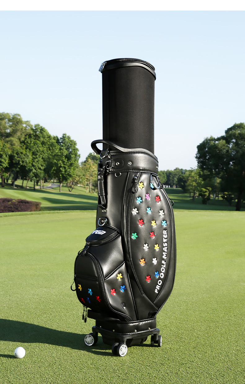 Túi golf PGM bốn bánh đẩy phẳng, thiết kế hoa thêu, kích thước 127×25×29 cm — Qb138-trắng (giao hàng che mưa), QB138-Đen (giao hàng che mưa) chi tiết 13