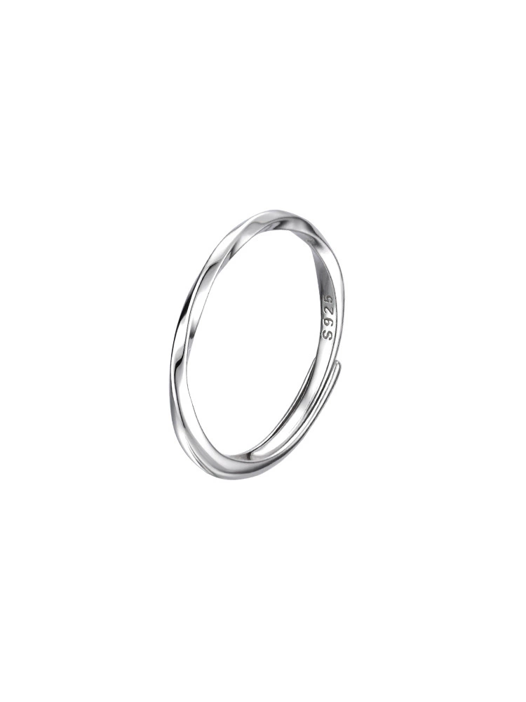 Ring 925 Silver, Water Wave Design, Minimal Thin Band for Index Finger