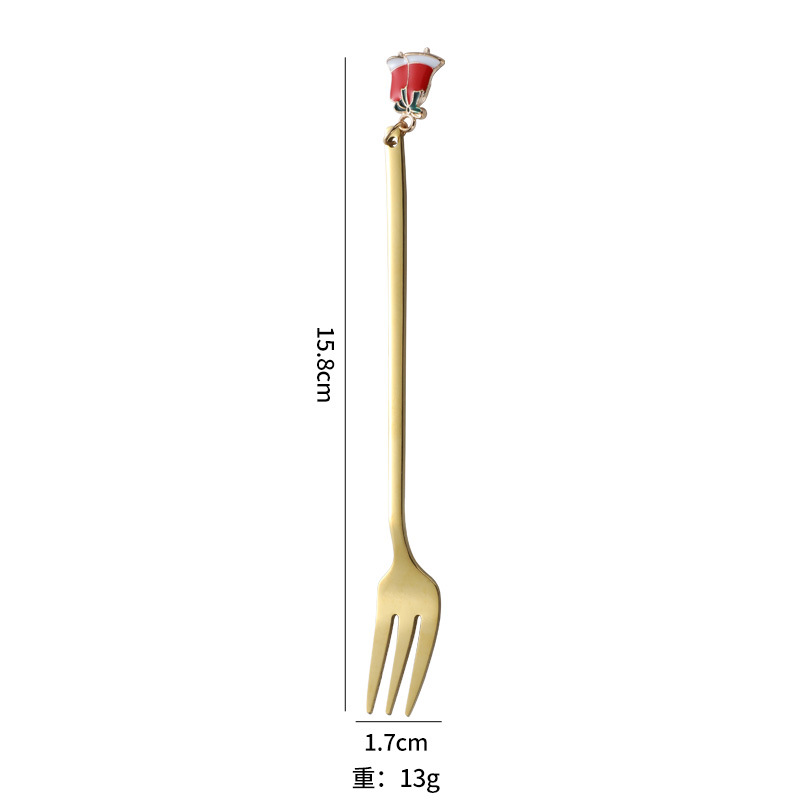 Juego de cuchara de acero inoxidable de Navidad de dibujos animados Cuchara pequeña linda de alto valor Cuchara de postre dorado Cuchara para mezclar café
