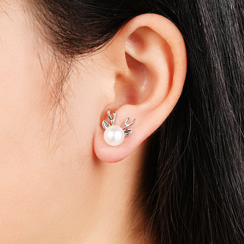Boucles d'oreilles en bois de cerf pour femme en perles mignonnes Cao Shi, boucles d'oreilles à la mode, bijoux assortis pour Noël, cadeau_voghion.com