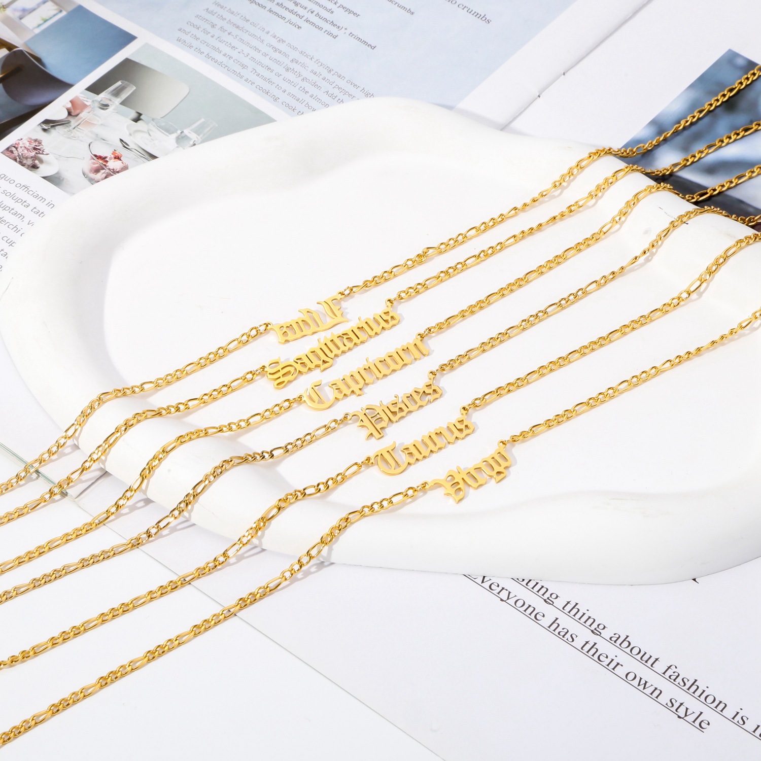 304 Stainless Steel Material PVD Coated Real Gold Plated Constellation 304 Stainless Steel Simple Style Waterproof Non Tarnish Stainless Steel Lobster Trigger Clasp Closure Pendant Necklace