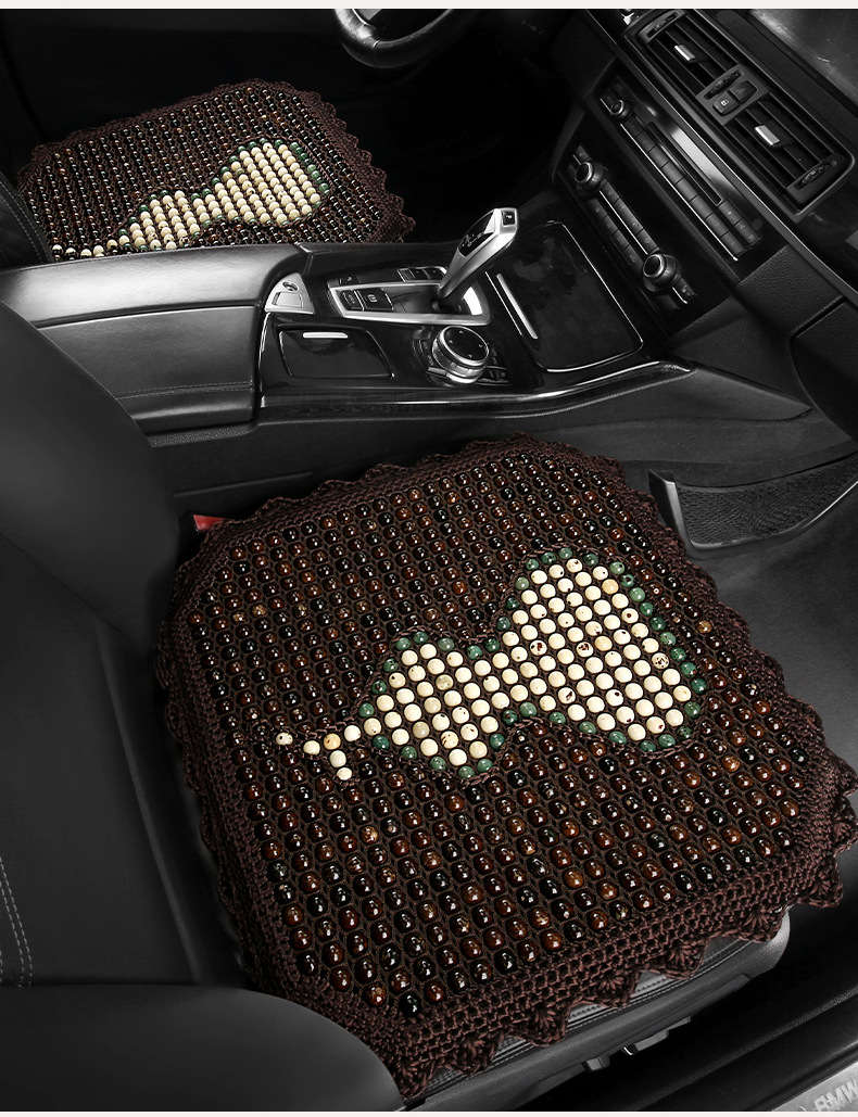 High-End Hand-Knitted Bodhi Car Seat Cushion Single-Seat Square Cushion Three-Piece Set for All Seasons Massage Beads Breathable Seat Cover