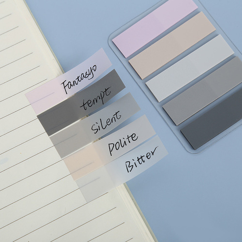 Translucent Morandi color PET sticky notes with an Instagram-inspired minimalist and cute design, self-adhesive index label sticker set