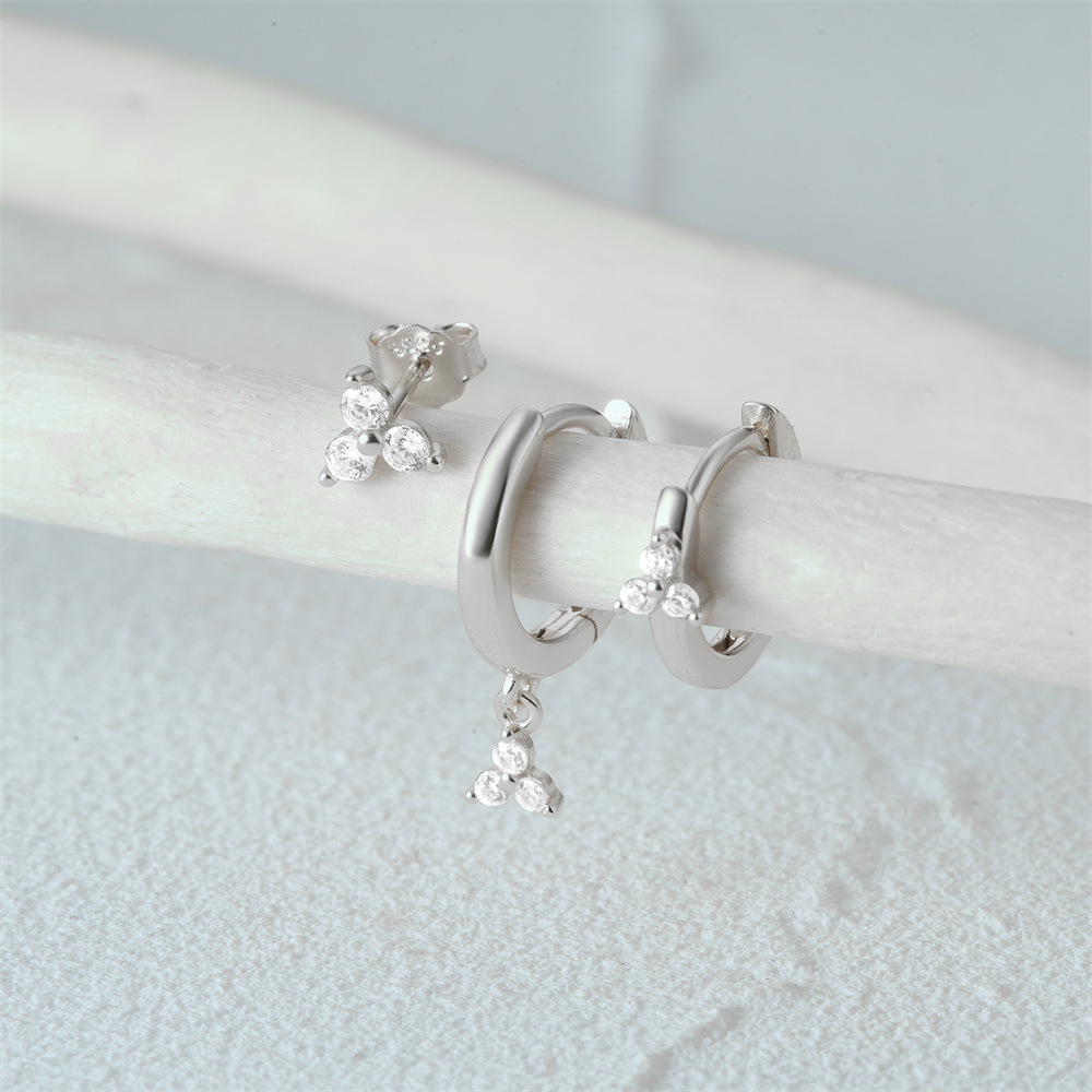 3g Weight Hoop Earrings, Ear Studs Classification 1 Set Quantity Daily Occasion 925 Sterling Silver Material Star, Butterfly Pattern Women's Gender Plating Design Simple Style Style 1 Set 925 Sterling Silver Star Butterfly Hoop Earrings Ear Studs 13