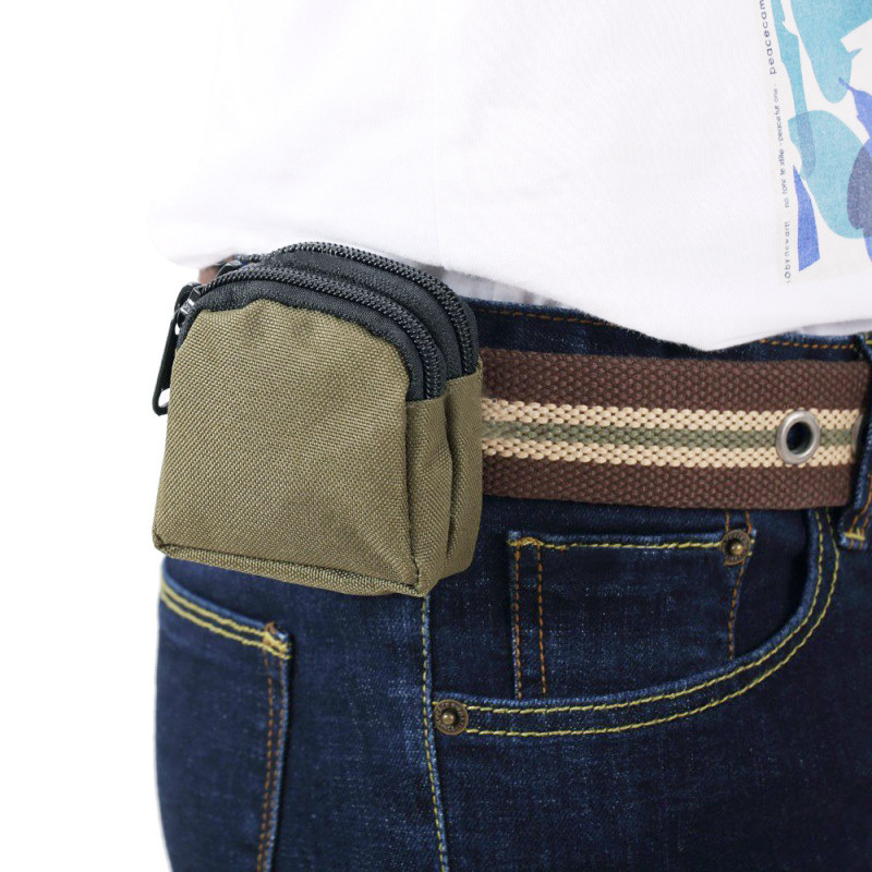 Mini bolso de cintura impermeable deportivo de nailon a la moda, ventilador militar táctico de camuflaje para acampar al aire libre con bolsa colgante todoterreno