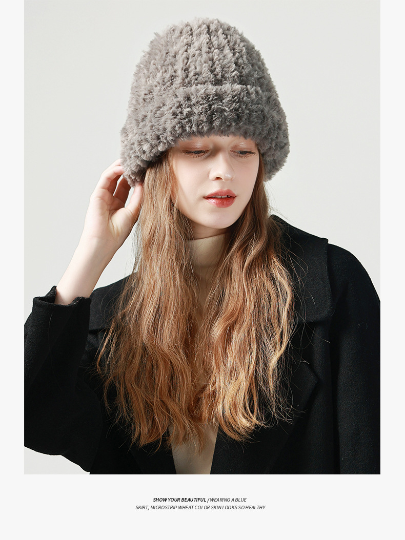 Grand bandeau chaud en peluche pour enfants, protection des oreilles d'hiver, ample, empilé, polyvalent, tricoté, visage montrant un petit chapeau en laine, nouvelle collection automne et hiver_voghion.com