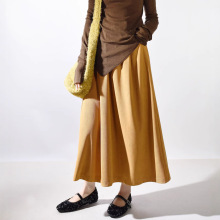 复古灯芯绒半身裙女秋冬大码高腰口袋a字中裙遮胯显瘦百搭伞裙