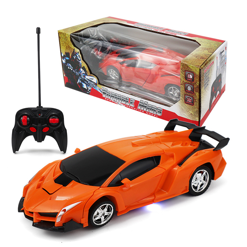Control remoto transfronterizo con una tecla coche de deformación robot eléctrico modelo de carreras niño niño juguete coche de control remoto al por mayor