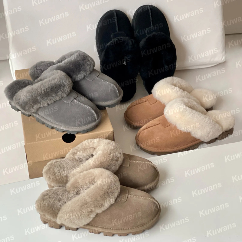 In-Stock Autumn and Winter Snow Boots, Short Boots, New Furry Shoes, Slippers for Outdoor Wear, Autumn and Winter Warm Fleece-Lined Cotton Shoes, Trendy Women's Shoes