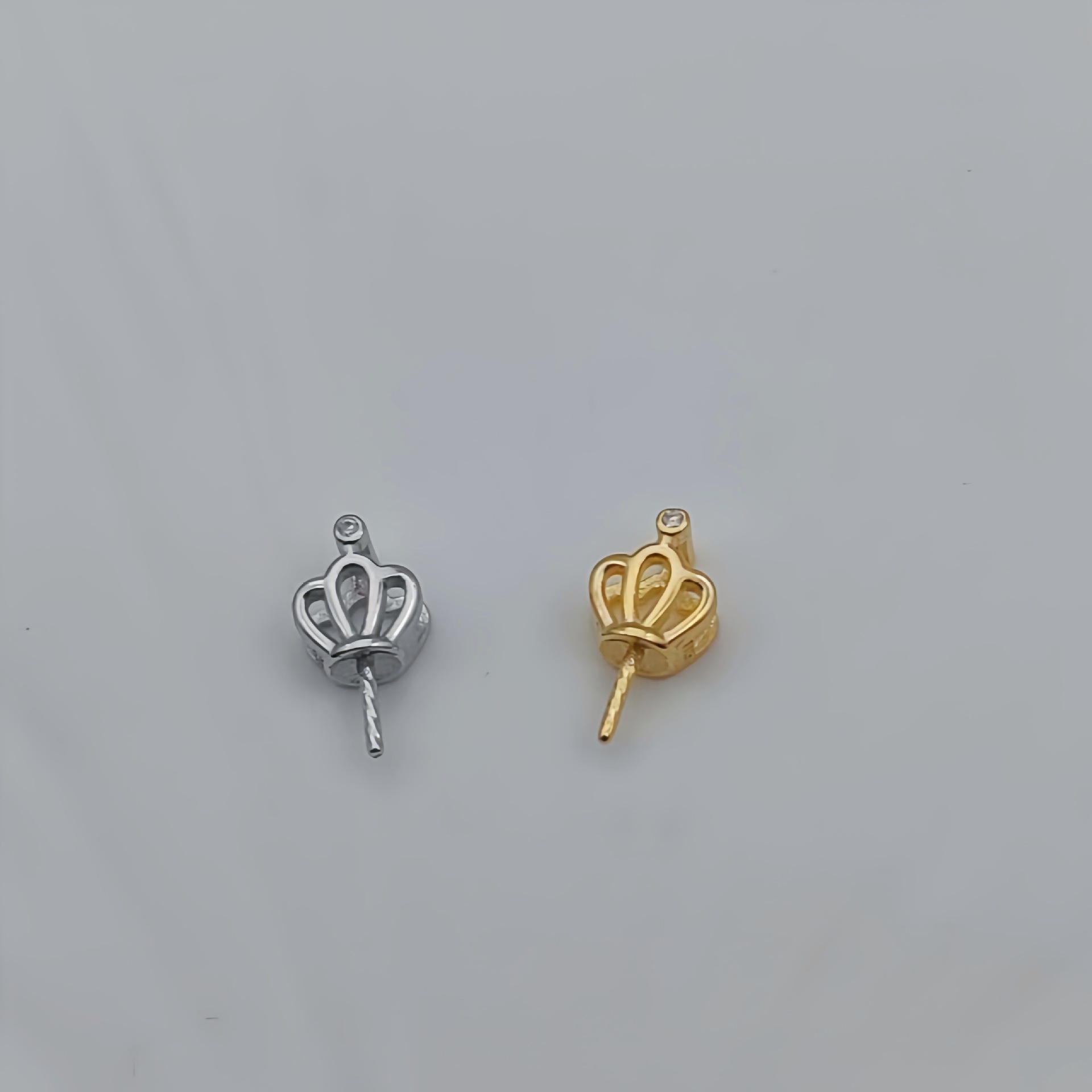 简约皇冠镶钻扣头S925纯银项链吊坠扣头珍珠扣头diy饰品配件