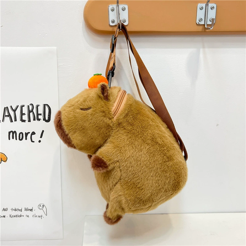 Плюшевая сумка-монок one-shoulder в стиле мультфильм, рюкзак с держателем для карт для детей, 15×8×22 см, 0.22 кг