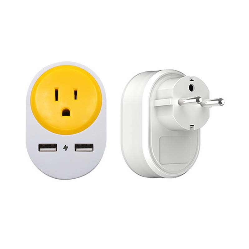 厂家直销 多种颜色双USB英标转欧标转接头充电器  手机快充插头器