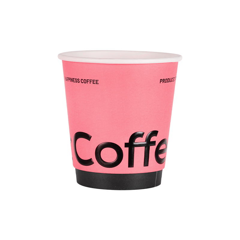 Taza de café negro caliente en relieve, taza de café desechable, taza de té con leche, taza de papel para bebidas calientes para llevar, embalaje con tapa comercial