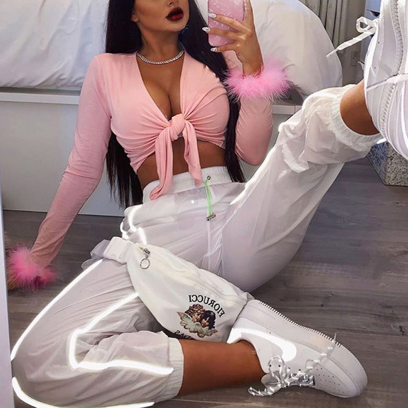 Sexy Solid Color Long Sleeve Regular Sleeve Patchwork T-shirt