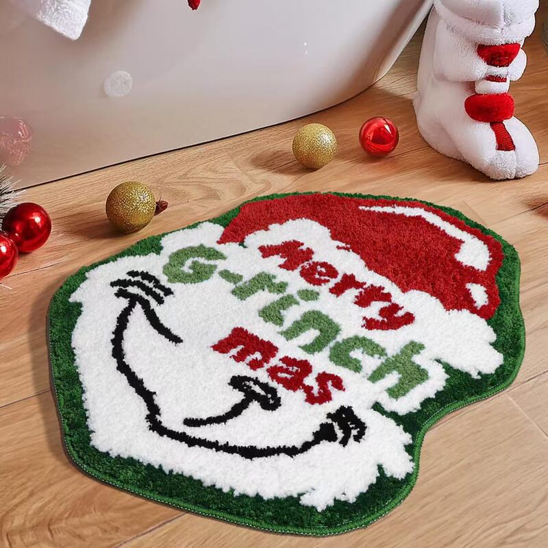 クロスボーダー TEMU 特殊形状クリスマス雰囲気模造カシミヤフロアマット玄関簡単ケアフットマットリビングルーム装飾フロアマット|undefined