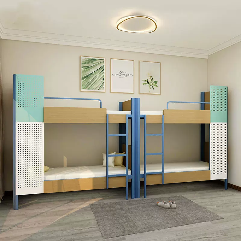 青年公寓上下铺双层床小户型钢木结合电竞酒店床员工宿舍铁架床