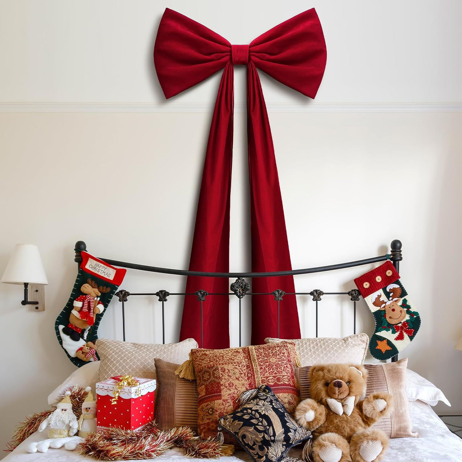 Navidad explosiva veludo navideño arco colgante decoración navideña DIY diseño de escena