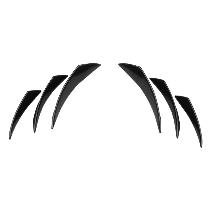 Модифицированный спойлер автомобиля универсальный 6 кусков ярко-черный полумесяц ветровой нож универсальный маленький окружающий передний бампер спойлер