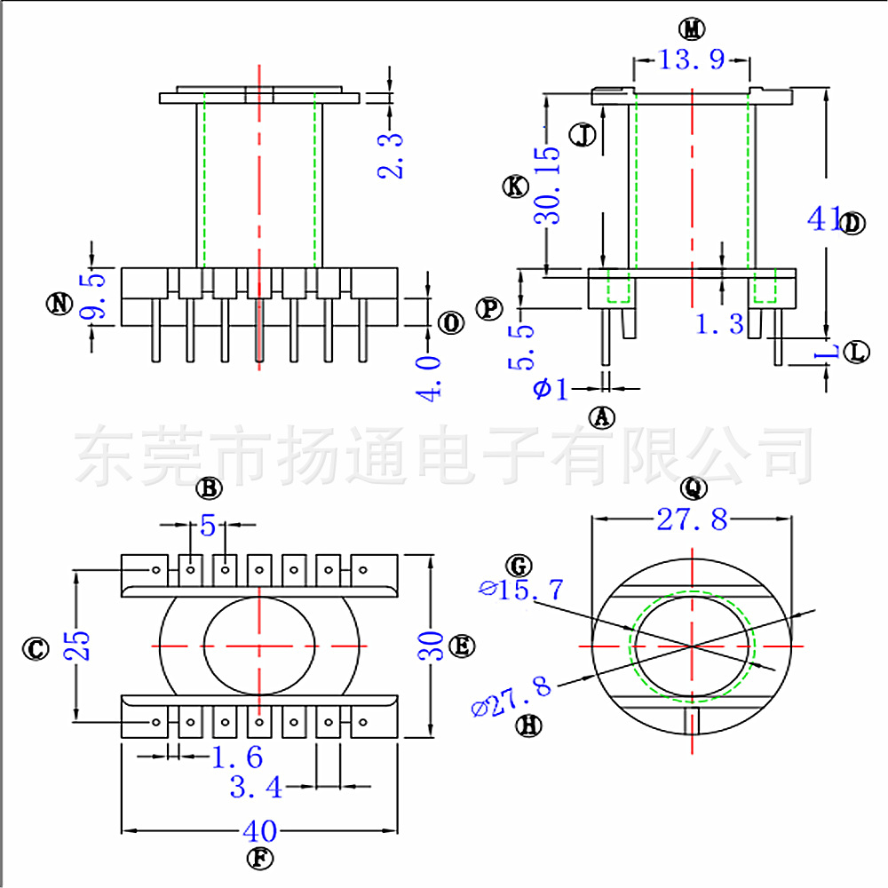 EC4045变压器骨架ER40电木骨架EC40高频骨架立式7+7PIN  磁芯