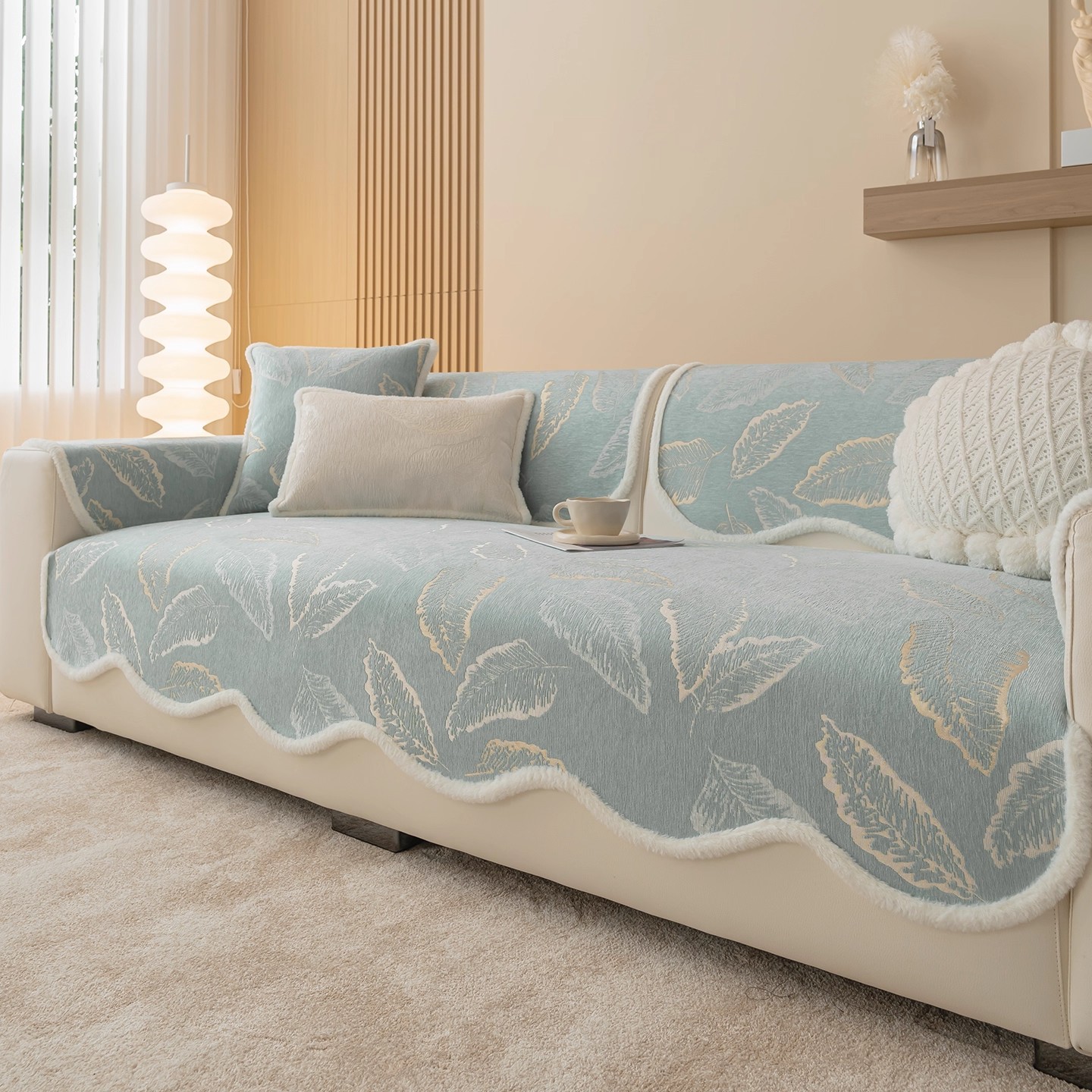 Straight Leather Sofa Non-Slip Sofa Cushion High-End Chenille Four-Season Universal Sofa Cover Nordic Simple Modern Cushion