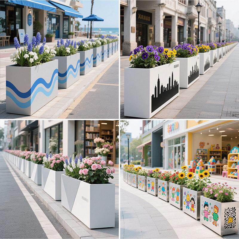 Outdoor stainless steel planter box, simple modular design, suitable for office courtyards and gardens, metal planter box with galvanized sheet