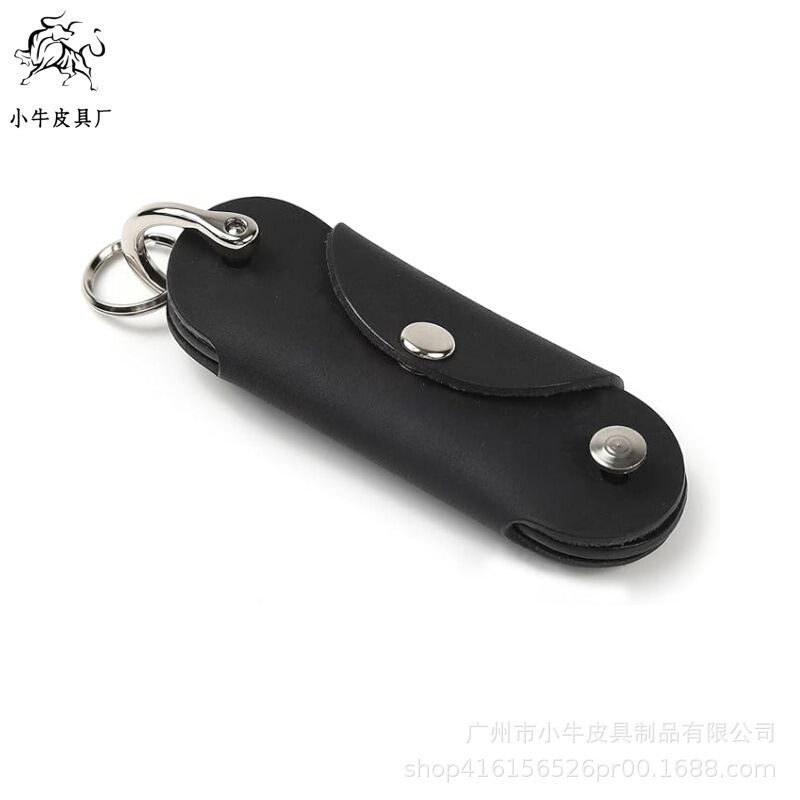 Cross-Border Amazon Design-Inspired First-Layer Cowhide Coin Purse, Japanese-Style Portable Compact Mini Coin Purse Key Holder