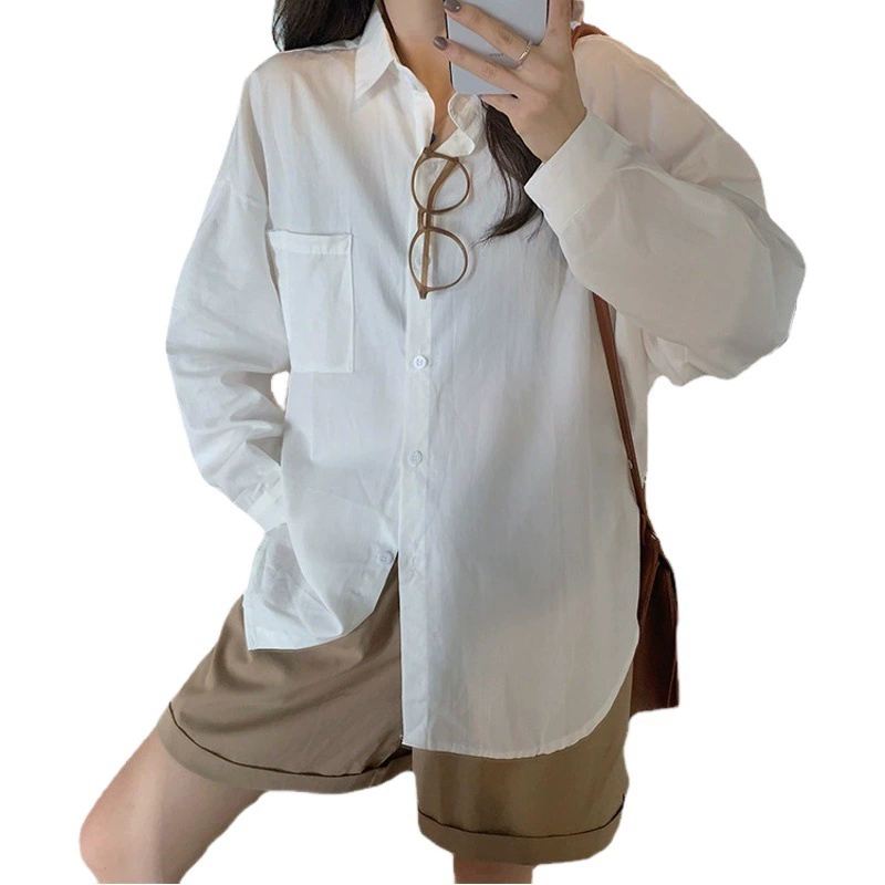 Розовая рубашка Женская весна и осень 2024 новый ленивый ветер свободный с длинными рукавами топ маленькая рубашка дикая куртка