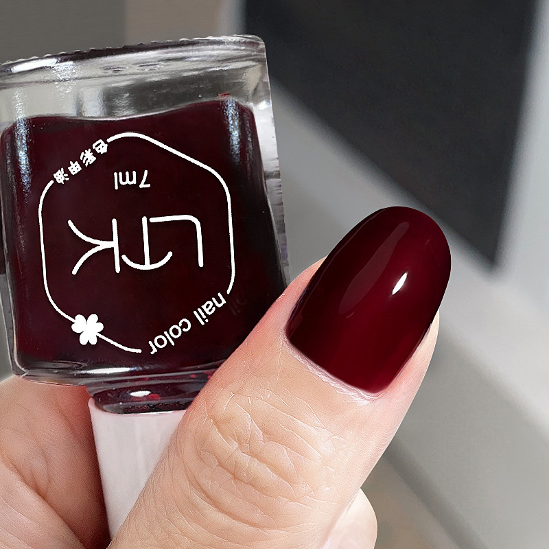 2025 New Summer Nail Polish No-Bake Non-Peelable Oily Burgundy Dark Color Whitening Warm Color Winter True Red