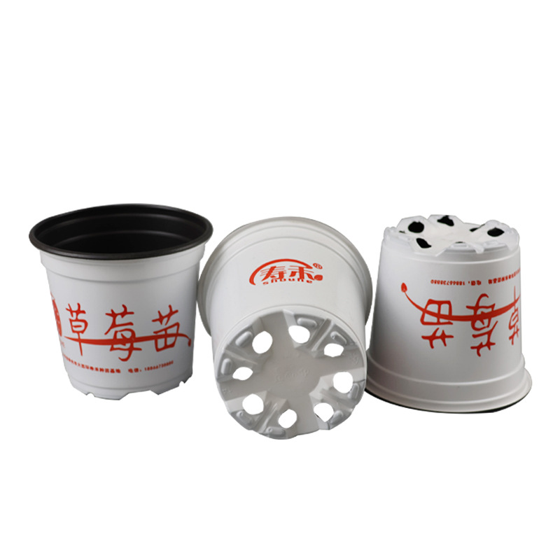 White plastic durable breathable flowerpot