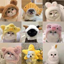 跨境宠物帽子装饰头套毛绒变装小狗狗猫咪比熊可爱拍照头饰搞怪
