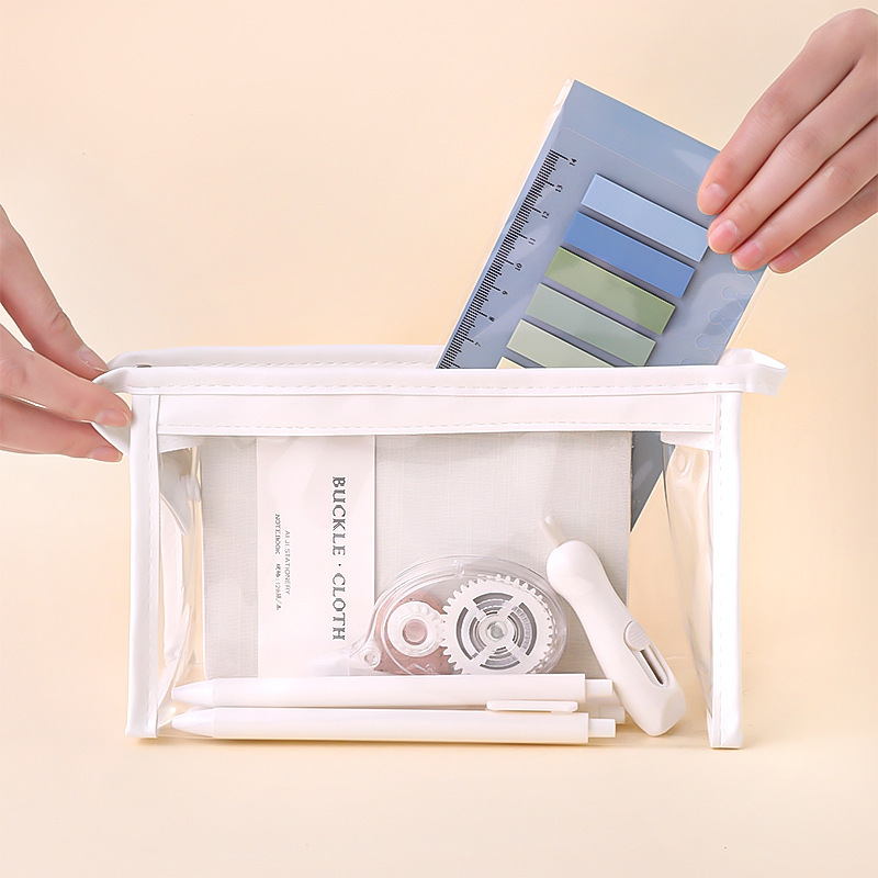 Caja de lápices transparente de gran capacidad para niñas de secundaria de alto aspecto niñas de primaria y secundaria estudiantes de papelería caja de lápices bolsa de papelería