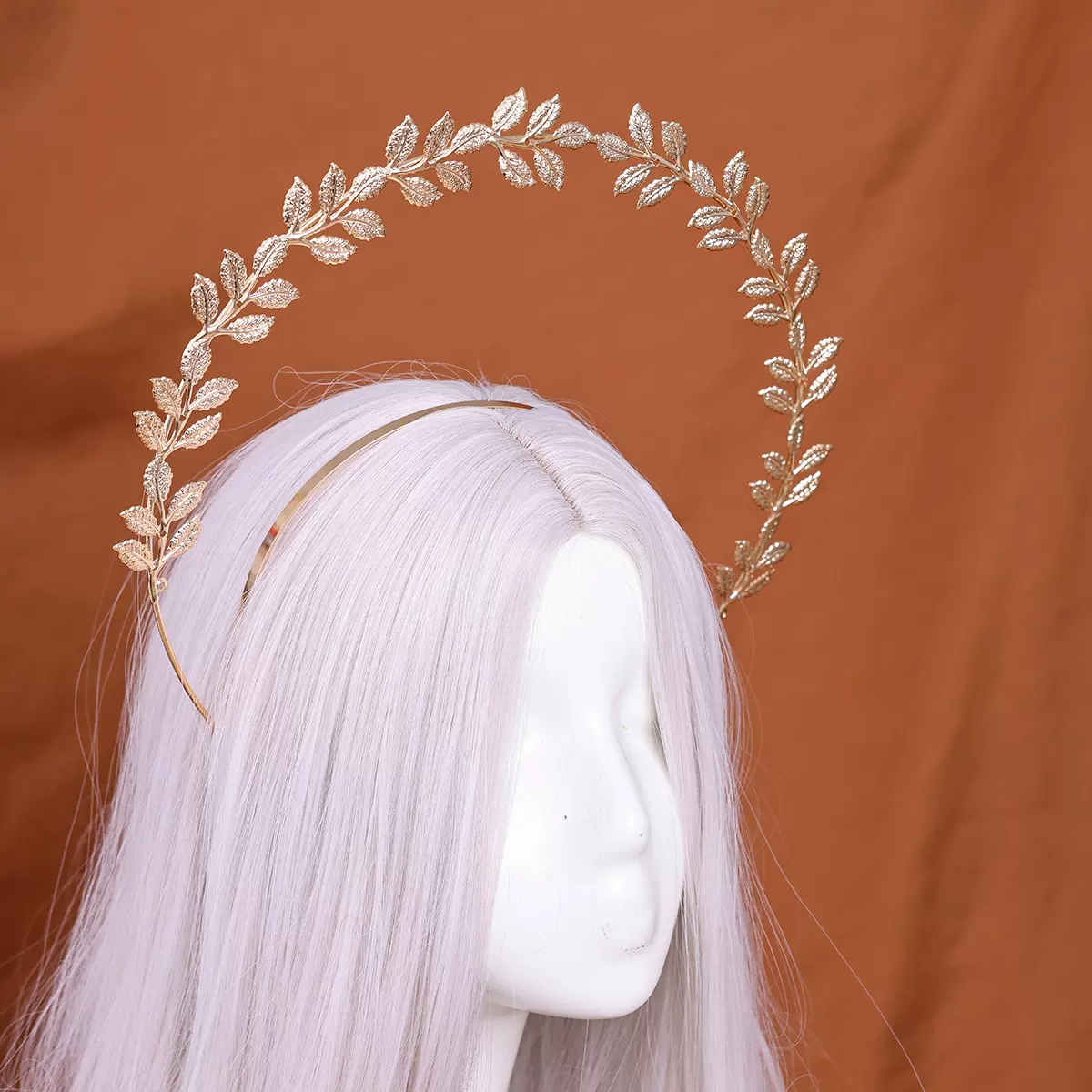 跨境热销金色圣母冠发箍头饰夸张珍珠晚宴复古披发造型发带配饰