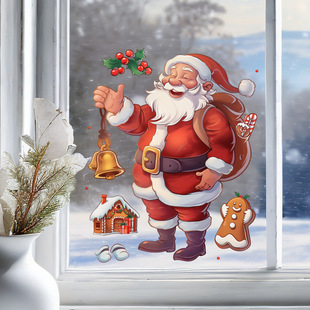 Cross Border Cartoon Santa Claus Elk Christmas Tree Holiday Party Elements Shop Window Home Decor Wall Sticker