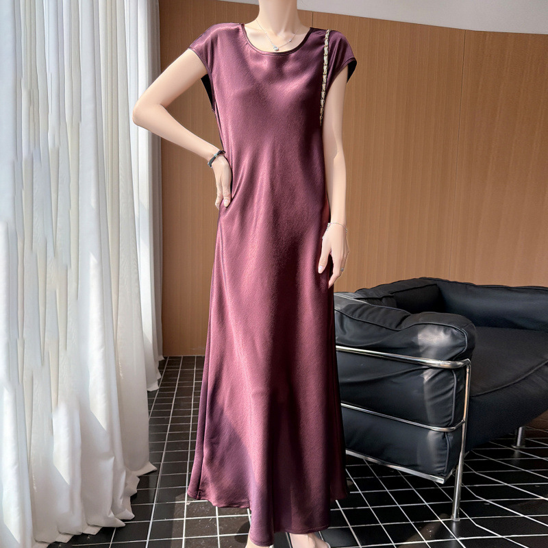 2026 New Summer Fashion Satin Short-Sleeved Dress for Women, Loose-Fitting Knee-Length Dress, Elegant and Versatile Dress 2026 New Summer Fashion Satin Short-Sleeved Dress for Women, Loose-Fitting Knee-Length Dress, Elegant and Versatile Dress