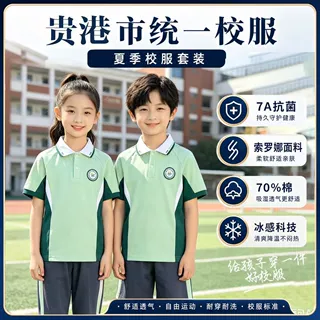 贵港市2026全新统一款校服中小学生夏季运动薄荷绿短袖亲肤透气