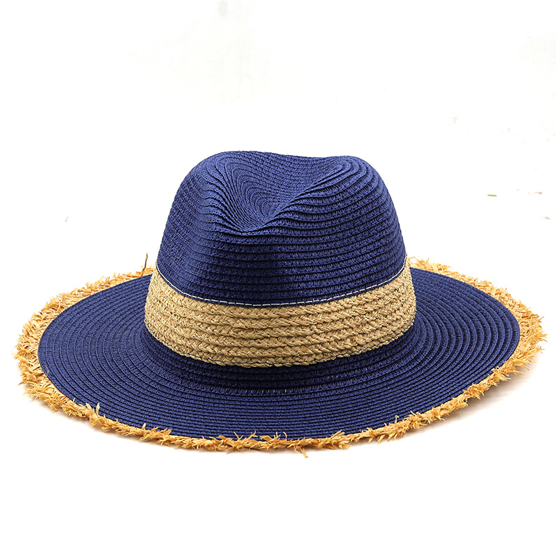 Fashion Women's Summer Retro Color Matching Straw Hat Raw Edge display picture 1