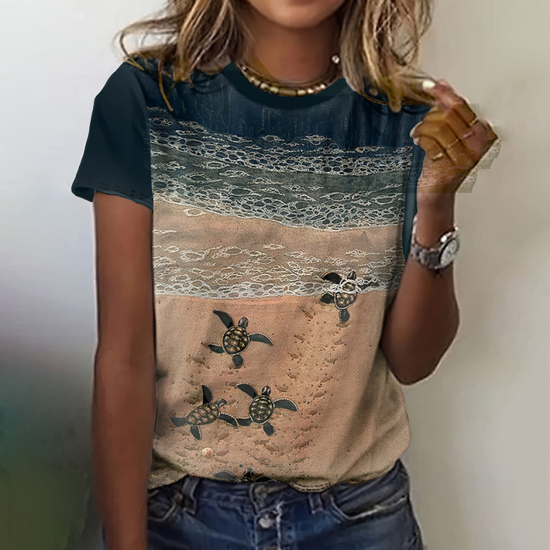 Cartoon Graphic Women's T-Shirt Casual Short Sleeve Top Female 2D Print T-Shirt Women's Clothing Ladies Summer T-Shirt