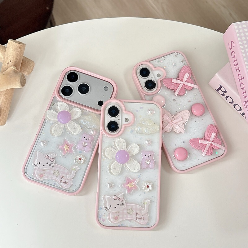 Girly Dopamine Flower Phone Case Suitable for iPhone 17 Pro Max Phone Case 18 Cute Cat Apple 16