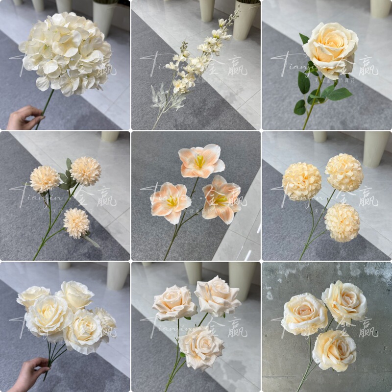 Monet's Garden Champagne Series Artificial Flowers Wedding Hall Window Project Waterfall Flower Wall Decorative Flowers