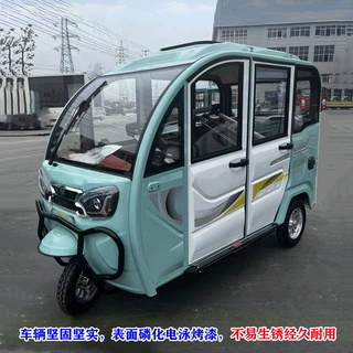 新款五门四座客运三轮车拉客车全封闭带蓬家用代步接娃成人电瓶车