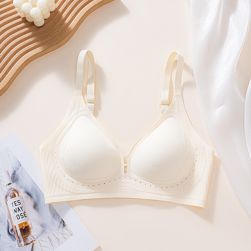 Levante ropa interior de jalea de soporte suave para damas Pequeño pecho cerrado sin marcas sin anillo de acero sujetador anti-caída ropa interior de copa fija