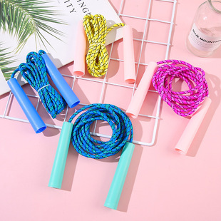 Jump Rope Toys Kidsren's Plastic Primary School Students Sports Kindergarten Beginner Boys and Girls Skipping Rope Plastic Handle Cotton Rope