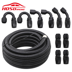 Car modification 10 pieces 6AN oil cooler hose fittings set high-temperature resistant nylon braided rubber hose AN6 set 6M