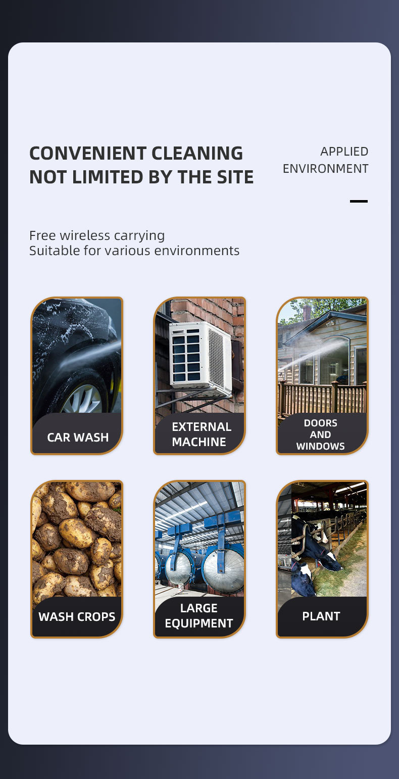 Wholesale wireless high-pressure car wash lithium battery water gun, household car washer, powerful tool for watering flowers and spraying pesticides 10m tube